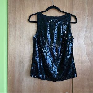 JS Boutique Black Sequin Sleeveless Tank Top • Size Small